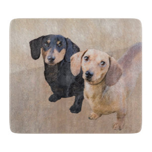 Dachshund Painting - Cute Original Dog Art Cutting Board