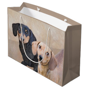 Dachshund Painting - Cute Original Dog Art Large Gift Bag