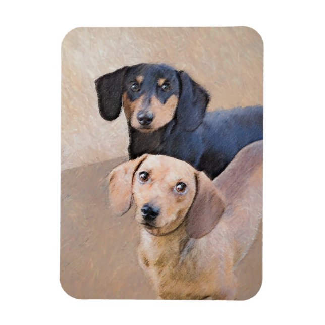 Dachshund Painting - Cute Original Dog Art Magnet (Vertical)