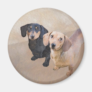 Dachshund Painting - Cute Original Dog Art Magnet