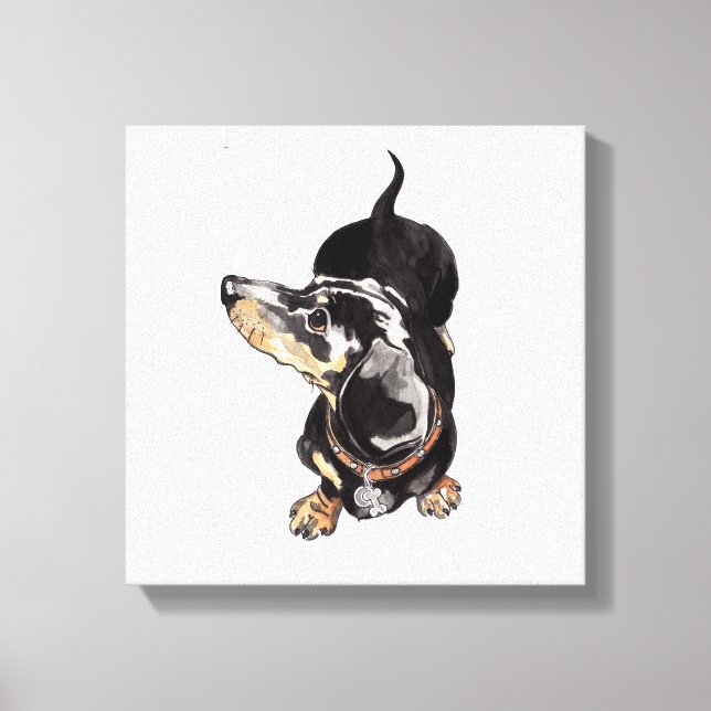 dachshund painting on stretched canvas print (Front)