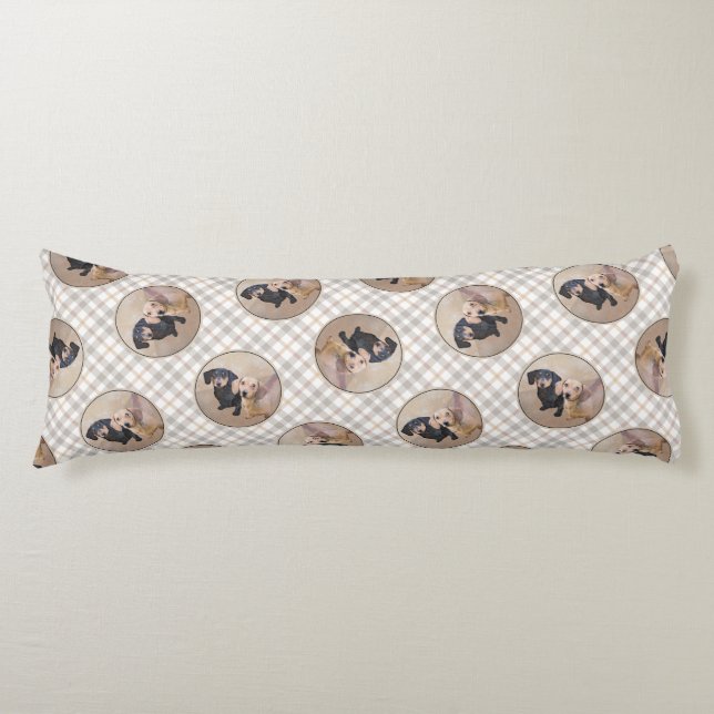 Dachshund Painting Smooth Black & Tan Red Dog Art Body Cushion (Front)