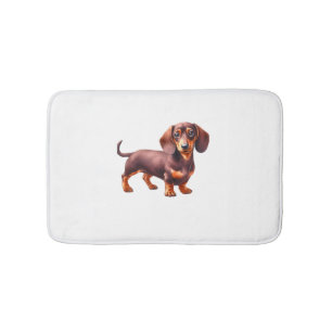 Dachshund Painting - Weiner Dog Watercolor Paintin Bath Mat
