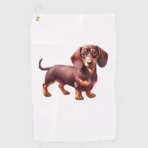 Dachshund Painting - Weiner Dog Watercolor Paintin Golf Towel
