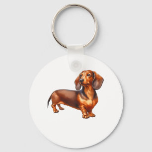 Dachshund Painting - Weiner Dog Watercolor Paintin Key Ring