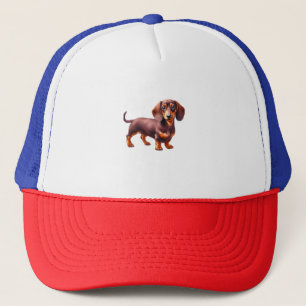Dachshund Painting - Weiner Dog Watercolor Paintin Trucker Hat