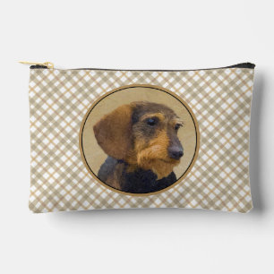 Dachshund Painting Wire-haired Black & Tan Dog Art Accessory Pouch