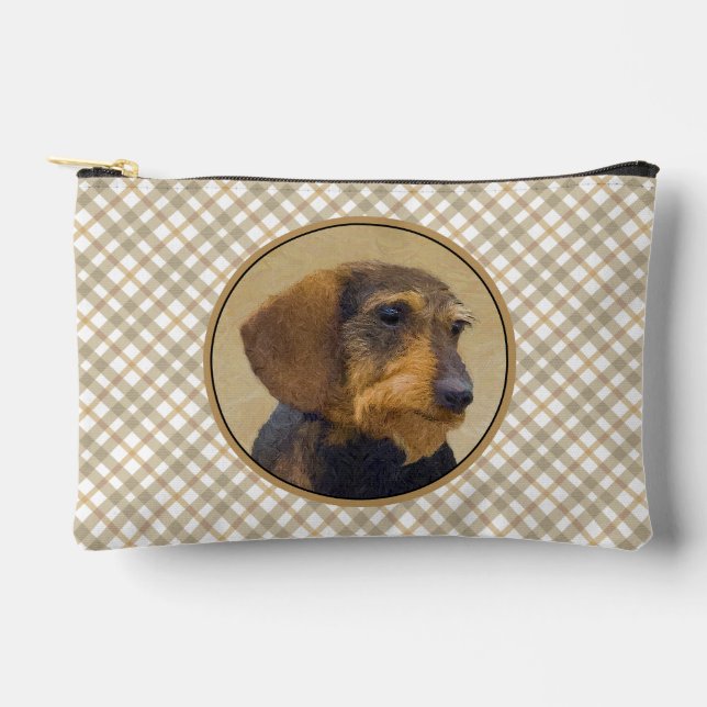 Dachshund Painting Wire-haired Black & Tan Dog Art Accessory Pouch (Front)