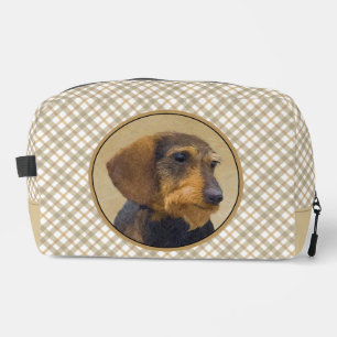 Dachshund Painting Wire-haired Black & Tan Dog Art Dopp Kit