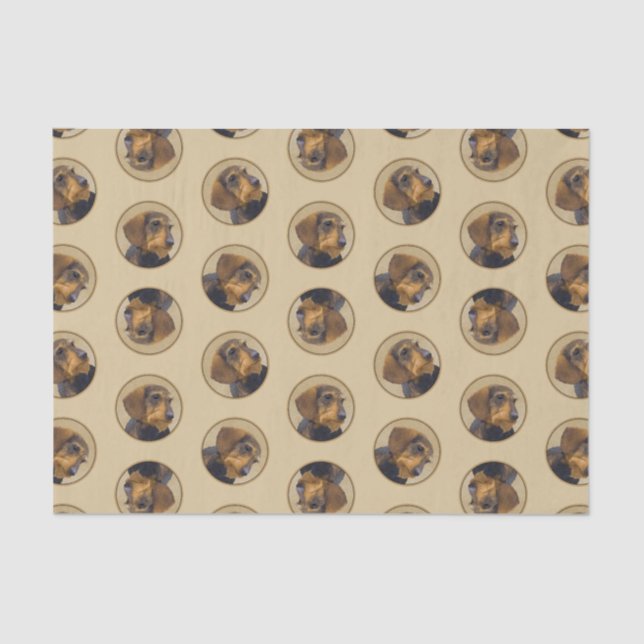 Dachshund Painting Wire-haired Black & Tan Dog Art Tissue Paper (Front)