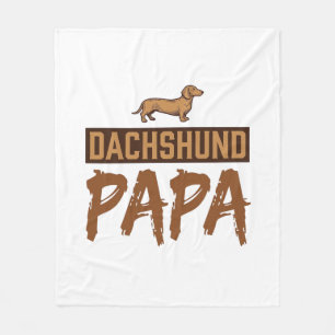 Dachshund Papa Vintage Engraving Dog Dad Design_1 Fleece Blanket