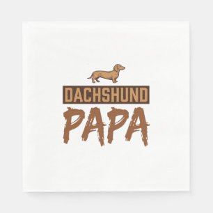 Dachshund Papa Vintage Engraving Dog Dad Design_1 Napkin
