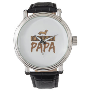 Dachshund Papa Vintage Engraving Dog Dad Design_1 Watch