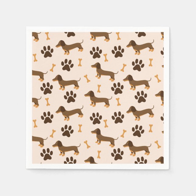 Dachshund Paper Napkins, Wiener Dog Party Supplies Napkin (Front)
