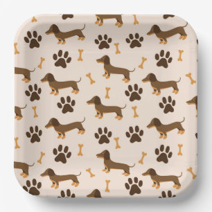 Dachshund Paper Plates, Dog Birthday Party Plate