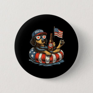 Dachshund Patriotic Dog USA 250 Independence Day 6 Cm Round Badge