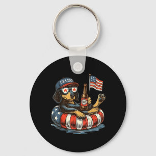 Dachshund Patriotic Dog USA 250 Independence Day Key Ring