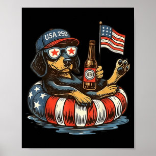 Dachshund Patriotic Dog USA 250 Independence Day Poster