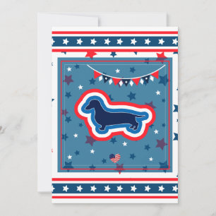Dachshund Patriotic Red White And Blue 4th of July Holiday Card