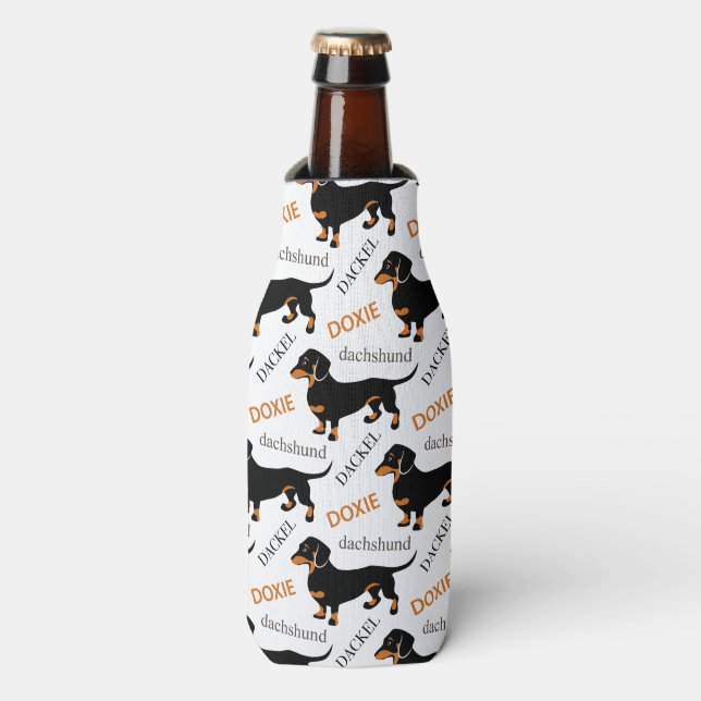 Dachshund Pattern Bottle Cooler (Bottle Front)