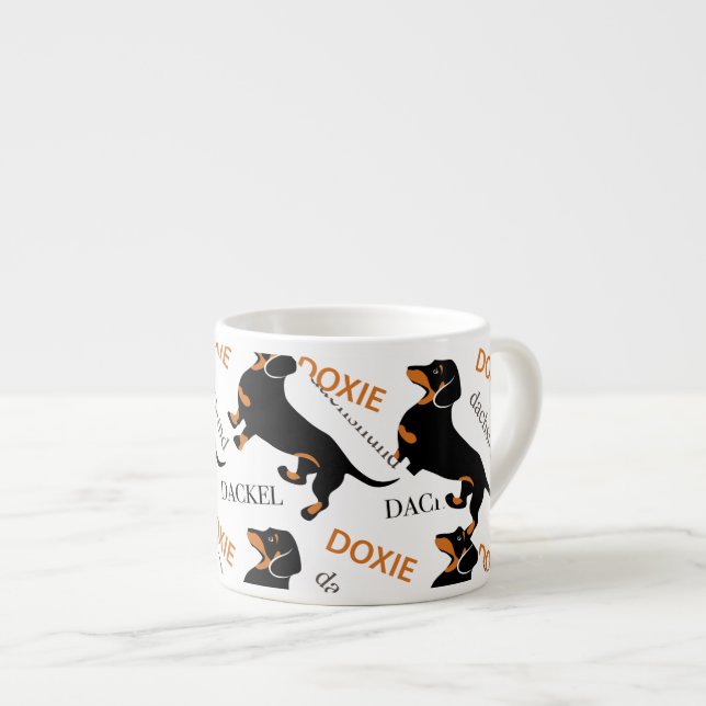 Dachshund Pattern Espresso Cup (Front Right)