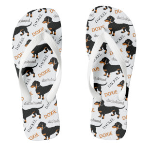 Dachshund Pattern Flip Flops