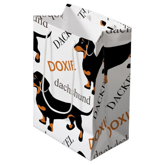 Dachshund Pattern Medium Gift Bag (Front Angled)