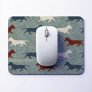 Dachshund Pattern Personalised Mouse Mat