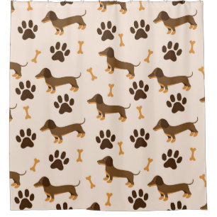 Dachshund Pattern: Vintage Print Design Shower Curtain