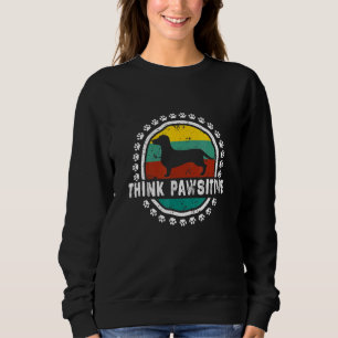Dachshund Pawprint Vintage Retro Dog Think Pawsiti Sweatshirt