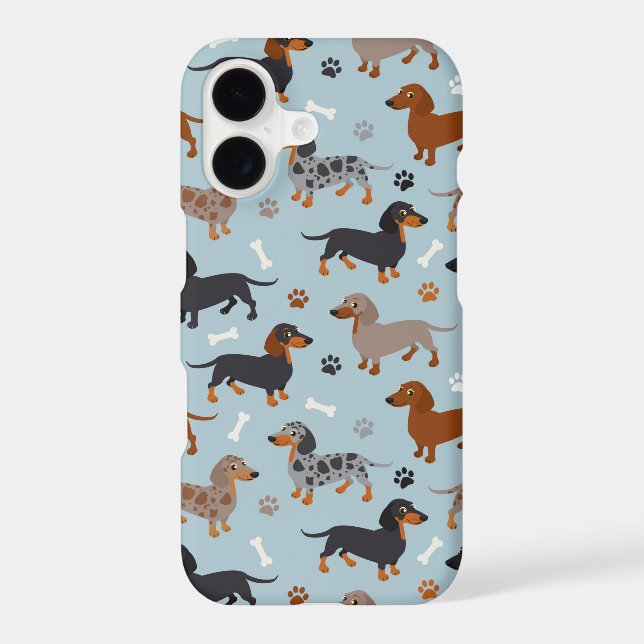 Dachshund Paws and Bones Pattern Blue (Back)