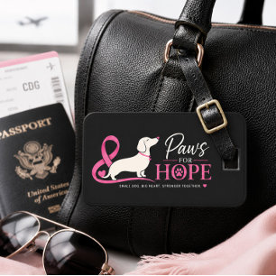 Dachshund Paws for a Cause Breast Cancer Luggage Tag