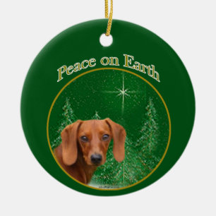 Dachshund Peace Ceramic Tree Decoration