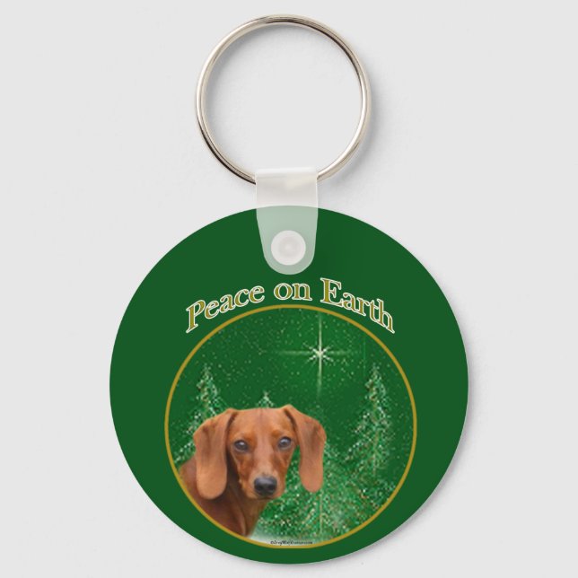 Dachshund Peace Key Ring (Front)