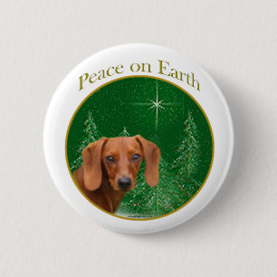 Dachshund Peace on Earth - Button