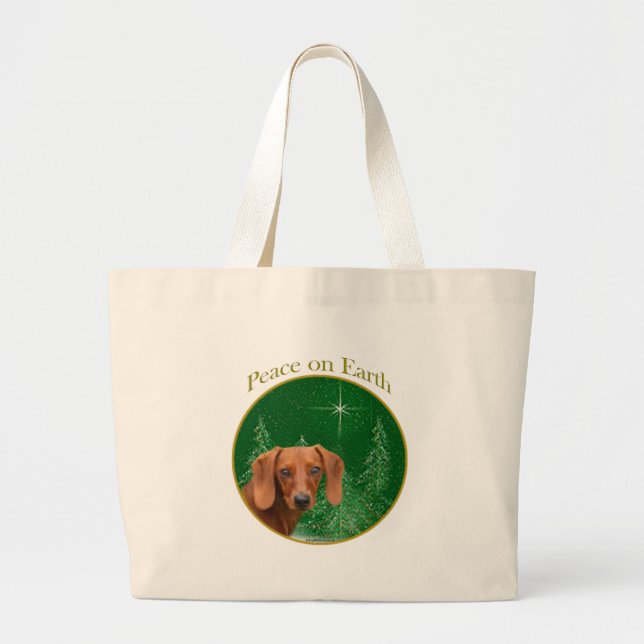 Dachshund Peace on Earth Large Tote Bag (Front)