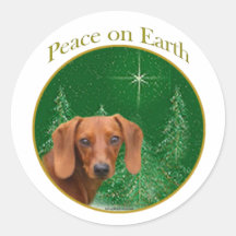 Dachshund Peace on Earth - Sticker