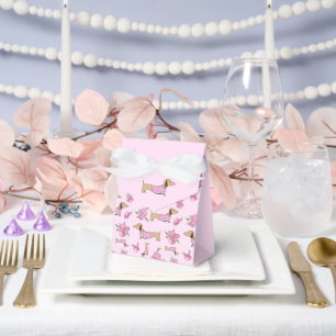 Dachshund & Peonies Floral Pink Wedding Favour Box