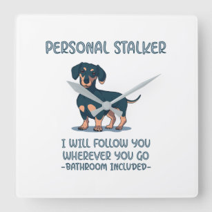 Dachshund Personal Stalker Square Wall Clock