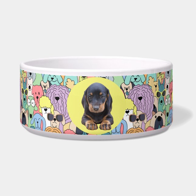 Dachshund Personalised Photo & Name Dog Bowl (Front)