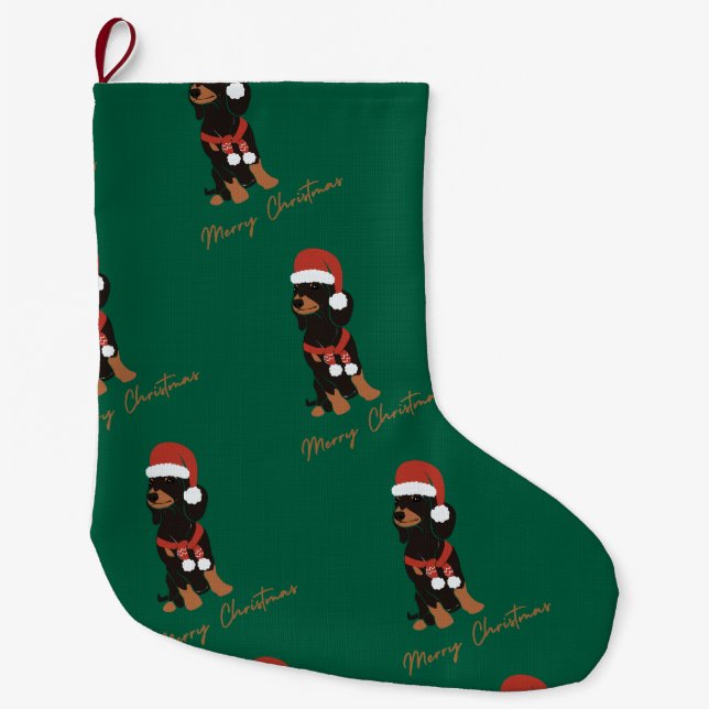 Dachshund pet christmas  large christmas stocking (Front)