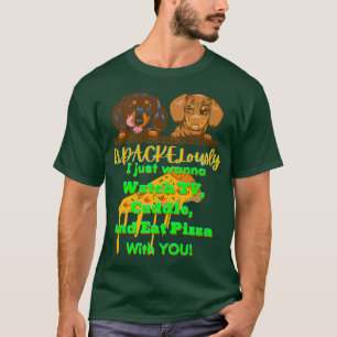 DACHSHUND PET FUNNY WIENER DOG GIFT TV CUDDLE AND  T-Shirt