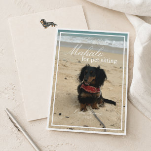 Dachshund Photo Mahalo for Pet Sitting Thank You Card