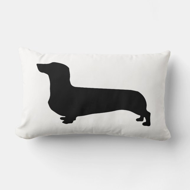 Dachshund Pillow with striped back (Front)