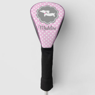 Dachshund Pink Polka Dot Personalise Dog Mum Gift Golf Head Cover
