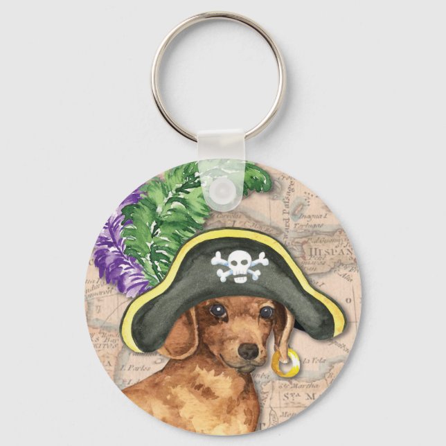 Dachshund Pirate Key Ring (Front)