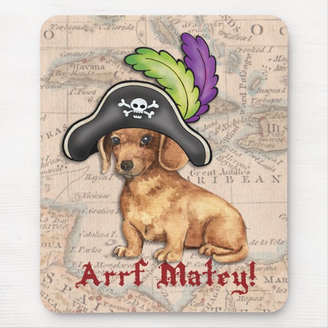 Dachshund Pirate Mouse Mat (Front)