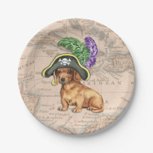 Dachshund Pirate Paper Plate