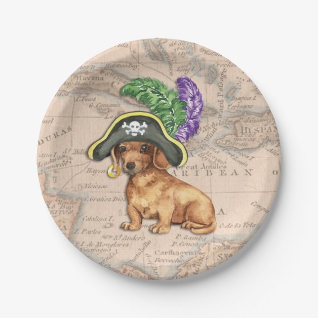 Dachshund Pirate Paper Plate (Front)
