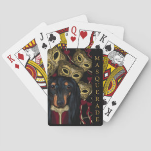 Dachshund playing cards